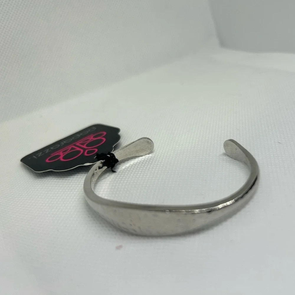 Paparazzi Silver Hammered Cuff Bracelet Textured‎ Tapered Open Band New